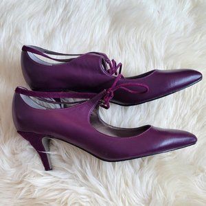 Sacha London Aubergine Leather Lace-Up Pumps Size 9